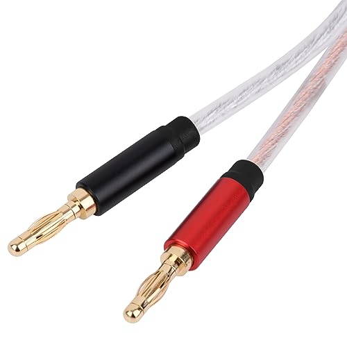 HIEbee High Fidelity Speaker Cable, Bare Copper Open Wire to Gold-Plated Banana Plug, Speaker Jumper Cable Terminal for Audio Speaker Amplifier (2pack 1ft)