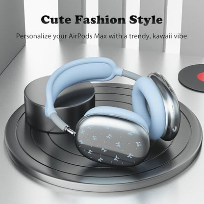 for AirPods Max Headphones Kawaii Bow Ear Covers for AirPods Max 2 - color: Blue Bow B/Blue