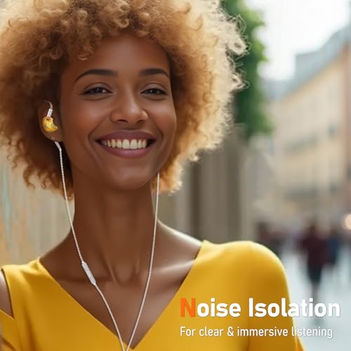 Audiovance Vibes 202M HiFi Wired Earbuds in-Ear Monitor Headphones with Mic - color: 5-Yellow