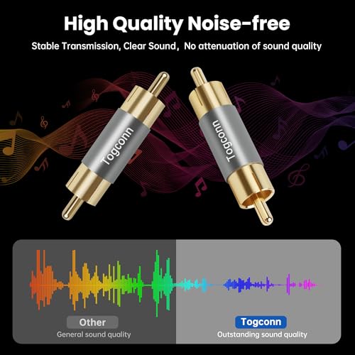 Gold Plated RCA Adapter 10 Pack, RCA Male to Male Coupler, RCA Male to Male Barrel Audio Video Connector Extender, Compatible with HDTV, Speaker, Amplifier, Car Audio, AV Receiver, Radio, Subwoofer - color: RCA Male to Male, size: 10 Pack