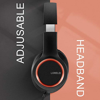 LORELEI X8 Over-Ear Wired Headphones with Microphone with 1.45m-Tangle-Free Nylon Line&3.5mm Plug,Lightweight Foldable & Portable Headphones for Smartphone,Tablet,Computer,Mp3/4(Space Black) - color: Space Black
