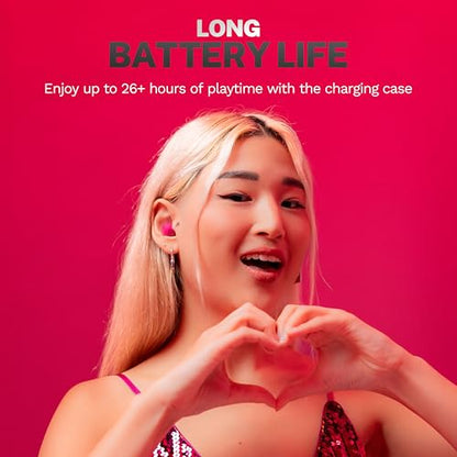 JLab Go Air Pop+, True Wireless Earbuds, Bluetooth Earbuds with Microphone, Dual Connect, EQ3 Sound, Dark Pink - color: Dark Pink, style: Pop+