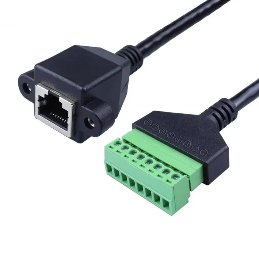 2Pcs RJ45 Female to 8Pin Screw Terminal Block Converter Ethernet Extender Network Adapter 1.97ft/60cm 8P8C Breakout Board Cable for Cat5 /6/7 AV CCTV Digital Internet CABLE-RJ45-8P-F - color: CABLE-RJ45-8P-F