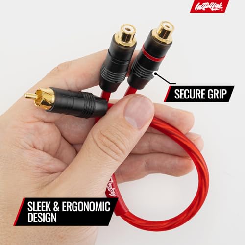 Install Link RCA Y Adapter Cable, 1-Male to 2-Female Splitter, 2-Pack (OFC) | Pure OFC Copper, 1ft, Feeds One Stereo Signal to Two Components, for Subwoofer, Home Theater, Car Audio Amplifier, Studio - color: Frosted Red, size: 1-Male to 2-Female