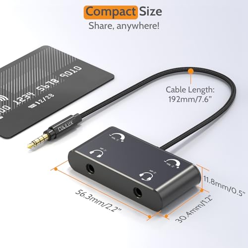 Cubilux Headphone Splitter with Volume Control, 3.5mm Dual Earphones Connector, 1/8 Double Audio Jack Adapter for 2 People, Music Share Adapter for Plane, Train Travel - style: 3.5mm