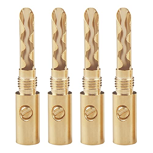 Banana Plugs 2Pairs(4pcs) Pure Copper Gold-Plated BFA Banana Plugs Connectors for Speaker Wires 4mm for HiFi Speaker Cable Wire
