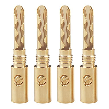 Banana Plugs 2Pairs(4pcs) Pure Copper Gold-Plated BFA Banana Plugs Connectors for Speaker Wires 4mm for HiFi Speaker Cable Wire