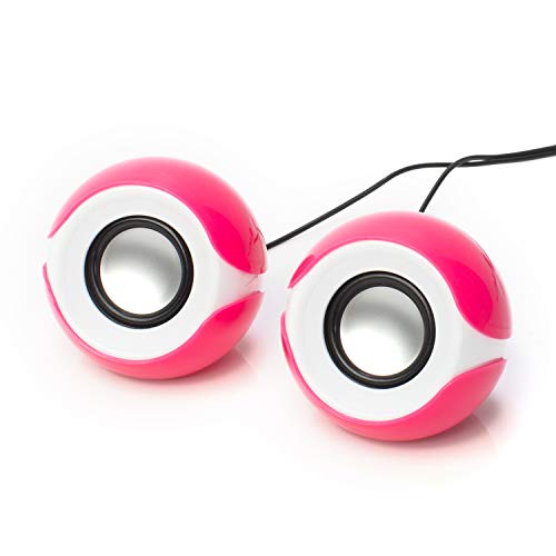 Frisby Audio FS-810 2.0 Stereo USB Powered Computer Speakers - 8W Output, 90Hz Frequency, Volume Control, Compact Desktop & Laptop Audio System (Pink) - color: Pink