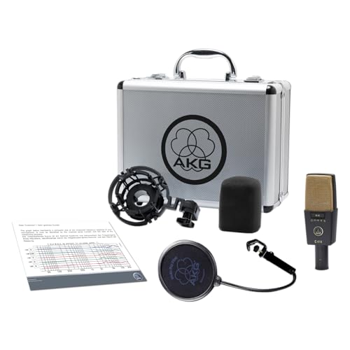 AKG Pro Audio C414 XLII Studio Grade Professional Large Diaphragm, Dual-Capsule, Vocal and Instrument Condenser Microphone with Rugged Aluminum Carrying Case. XLR Connector. Gray with Gold - style: C414 XLII Single