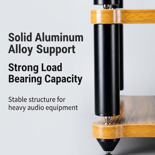 Audio Rack Shock Absorbing Foot Metal Bracket, Solid Wood Board Open Audio Equipment Stand, for Living Room Recording Studio Gaming Room Home Theater | 86*60cm/34*23.6in - size: 86*60cm/34*23.6in