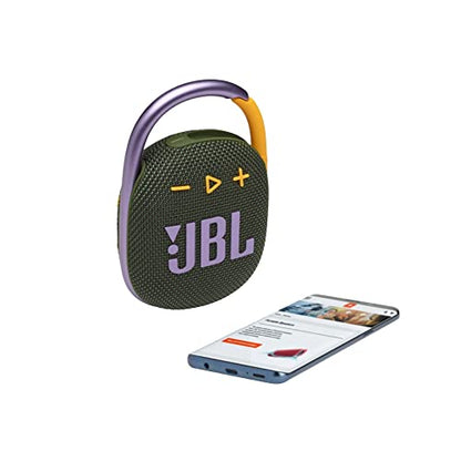 JBL Clip 4: Portable Speaker with Bluetooth, Built-in Battery, Waterproof and Dustproof Feature - Green (Renewed) - color: Green