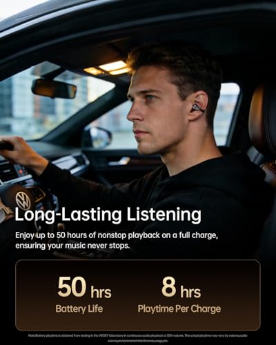 Open Ear Clip-On Earbuds, Wireless Bluetooth Lightweight Ear Buds | Comfortable Fit with Crystal Clear Sound, 50H Playtime,Water Resistant Clip Headphones for Running,Workout & Glasses Wearers - color: Black