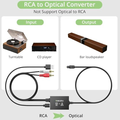 Analog to Digital Audio Converter Plug and Play RCA to Optical ADC Converter, 48KHz PCM Output, with 1.1 M RCA and 1 M Optical One-Piece Cable for Turntable CD Player to Soundbar - color: RCA to Optical Cable