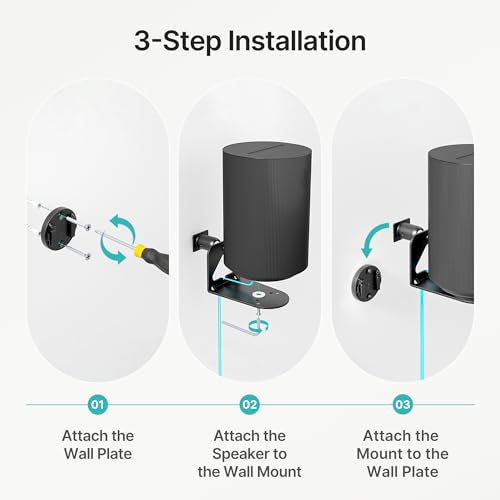 Speaker Wall Mount for Sonos Era 100 and Era 300, 1 Pair, Black | Flexible Angle Adjustment, Surround Sound Speaker Wall Bracket Compatible with Sonos Era Speakers - color: Black