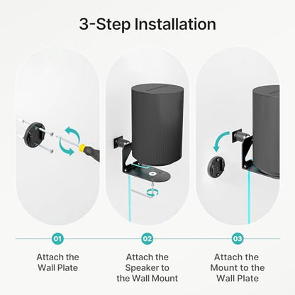 Speaker Wall Mount for Sonos Era 100 and Era 300, 1 Pair, Black | Flexible Angle Adjustment, Surround Sound Speaker Wall Bracket Compatible with Sonos Era Speakers - color: Black