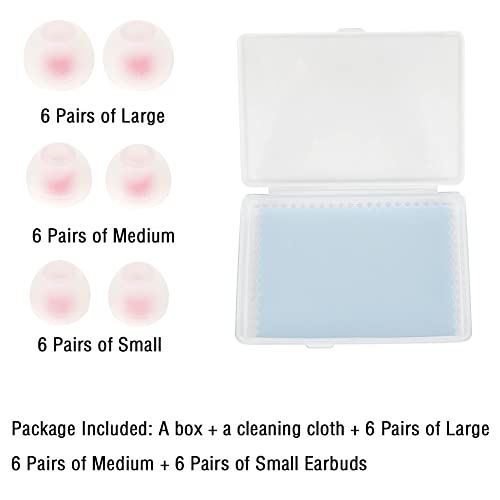 18 Pairs Silicone Earbud Tips Replacement Ear Tips for in- Ear Headphones Eartips (Inner Hole from 3.8mm-5.5mm Earphones) Earbud Replacement Tips Earbud Cap S M L - color: Transparent red