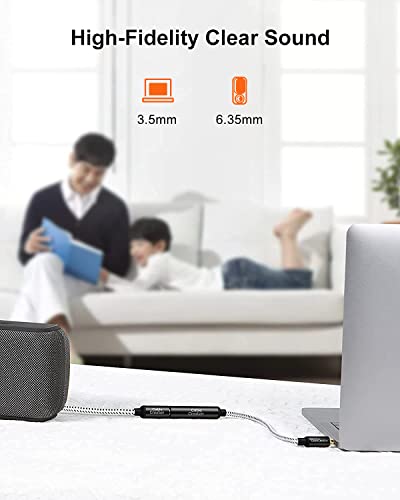 CableCreation 1/4 to 1/8 Headphone Aux Adapter 0.3m, TRS Audio Adapter | TRS 6.35mm to 3.5mm Audio Cable for Amplifier, Guitar, Headphone, Home Theater Devices, Laptop, PCs, Phone - size: 0.3 Meter