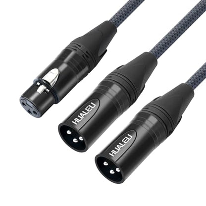2FT XLR Female to Dual Male Y Splitter Cable, XLR Y Cable Splitter 1 Female to 2 Male for Micphone Mixer- 2Pack - color: XLR 1 Female to 2 Male, size: 2Ft*2Pack
