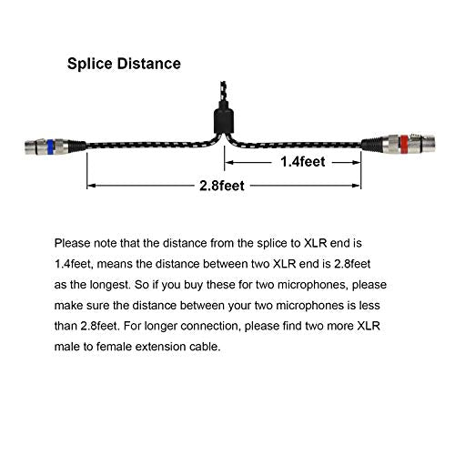 3.5mm to Dual XLR Female Splitter Y Cable 6.6 Feet | 1/8 Inch Mini Stereo to 2 XLR Female Breakout Audio Cord, Nylon Braided OFC Shielded Mic Adapter for Camera,Mixer,Podcasting