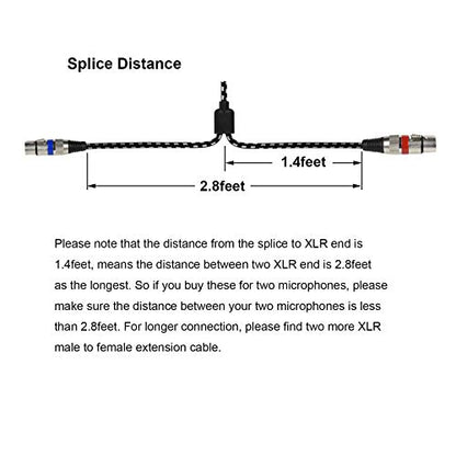 3.5mm to Dual XLR Female Splitter Y Cable 6.6 Feet | 1/8 Inch Mini Stereo to 2 XLR Female Breakout Audio Cord, Nylon Braided OFC Shielded Mic Adapter for Camera,Mixer,Podcasting