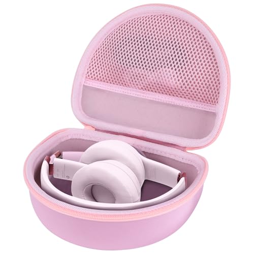 Case for Beats Solo 4/Studio Pro/Solo3/Studio3 On-Ear Headphones | Solo Pro Headphone Case, Hard Shell Shockproof, Mesh Bag Organizer, Lightweight Travel - color: Pink Case