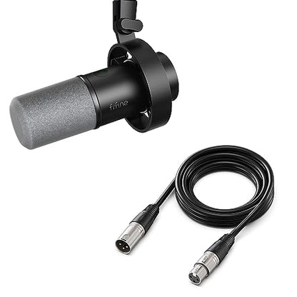 FIFINE Dynamic Microphone with XLR Cable Bundle, XLR/USB Recording Studio PC Mic for Vocal, Voice-Over, Microphone Audio Cable Set Compatible with Mixer, Audio Interface for Streaming (K688+L9)