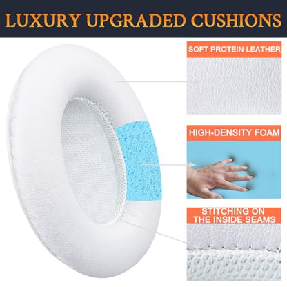 SOULWIT Replacement Ear Pads Cushions for Monster Beats Studio 1.0 (1 st Gen) Headphones by Dr. Dre (Do Not Fit Studio 2 and Studio 3), Earpads with Soft Protein Leather (White) - color: White