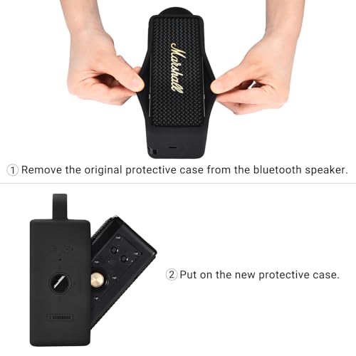 Silicone Case for Marshall EMBERTON III Portable Bluetooth Speaker,Soft Silicone Protective Case Compatible with Marshall EMBERTON III Portable Bluetooth Speaker (Black) - color: Black