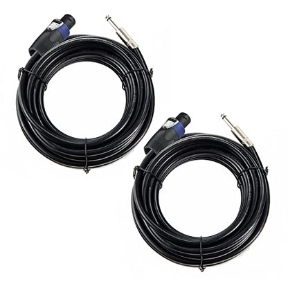 2PCS 15 Feet 12 Gauge Speakon to 1/4 Inch Male Speaker Cables - 15ft 12AWG Speakon to 1/4 Stereo Audio Interconnect Cords - 2 Pack - size: 15 Feet