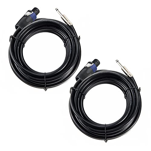 2PCS 30 Feet 12 Gauge SpeakON to 1/4 Inch Male Speaker Cables - 30ft 12AWG SpeakON to 1/4 Stereo Audio Interconnect Cords - 2 Pack - size: 30 Feet