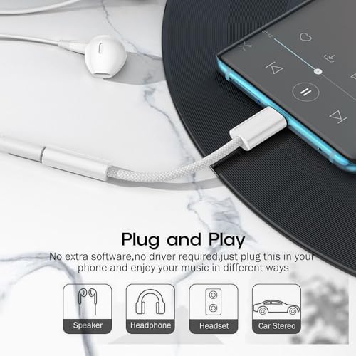 Fidioto Black & White 4 Pack USB-C to 3.5mm Jack Adapter | Aux to USB C Adapter for Headphones Cable, Compatible with iPhone 17/16 Pro Max/16 Pro/16 - color: Black&White, size: 4 Pack