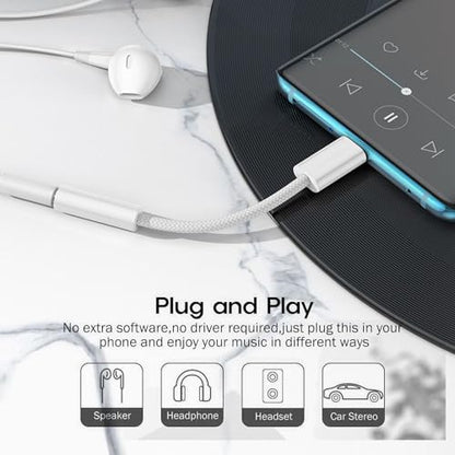 Fidioto Black & White 4 Pack USB-C to 3.5mm Jack Adapter | Aux to USB C Adapter for Headphones Cable, Compatible with iPhone 17/16 Pro Max/16 Pro/16 - color: Black&White, size: 4 Pack