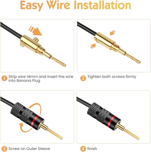 HiFi Flex Pin Banana Plugs, 2mm pin Banana connectors/Plugs, for Spring-Loaded Inputs/Speaker Terminals, (5 Pairs/10 Pcs) - size: 5 Pairs
