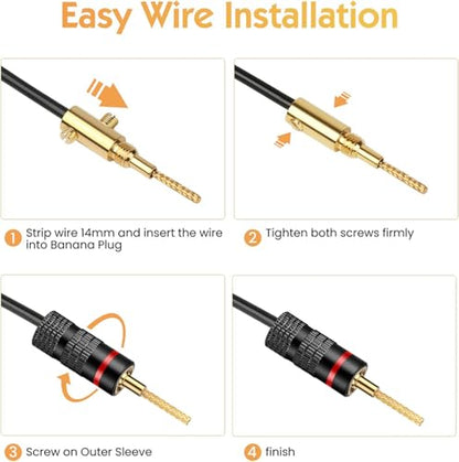 HiFi Flex Pin Banana Plugs, 2mm pin Banana connectors/Plugs, for Spring-Loaded Inputs/Speaker Terminals, (5 Pairs/10 Pcs) - size: 5 Pairs