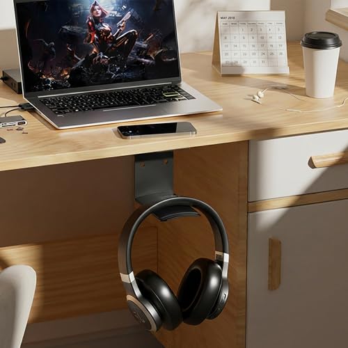 Heavyrain 2PCS Under Desk Headphone Hanger | Storage Hook Metal Desk Edge Hook Hanger with Clamp-On Design (Large) - size: Large