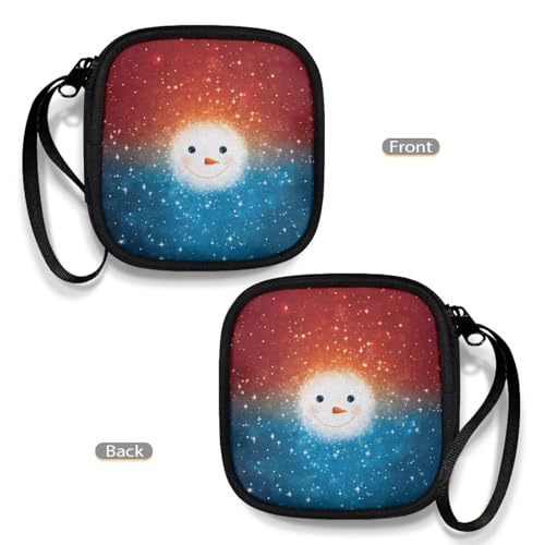 Christmas Snowman Face Headphones Carrying Case, Protective Shell Travel Bag for Cable, Charger Storage for Earphone, Earbud, Earpieces Headphone Bag Travel - color: Christmas Snowman Face