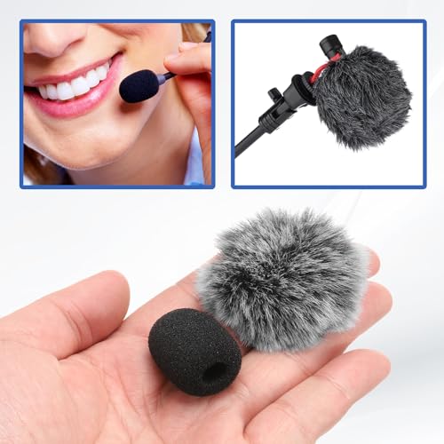 MECCANIXITY Microphone Cover Mini Furry Windscreen Foam Mic Sponge 8mm with White Black Cap for 0.5 to 1.2mm Microphone 1 Set - color: White Black, size: 8mm