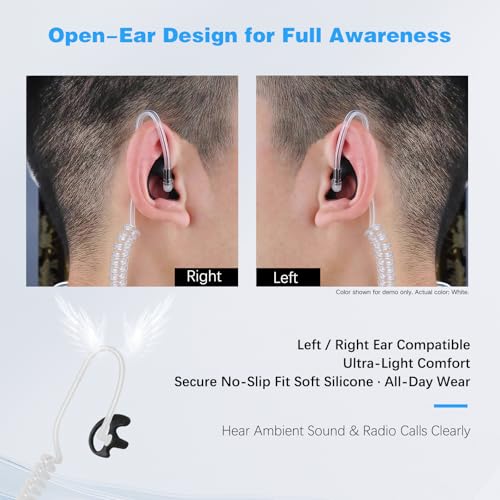 8-Pair Two Way Radio Ear Mold Replacement Soft, Pro-Grade Covert Surveillance Earbud, Silicon Earmold Earplug Compatible with Acoustic Coil Tube Earpiece(16pcs) - color: White