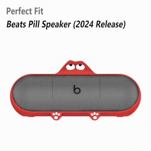 Geiomoo Silicone Case for Beats Pill (2024 Release) Speaker, Protective Portable Scratch Shock Resistant Cover (Red) - color: Red