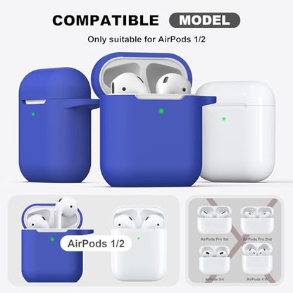 for AirPods 2nd/1st Case Silicone Cover, Blue | Compatible with Apple AirPods 2nd/1st (2019/2016) Generation with Keychain & Cleaner Kit, Wireless Charging Compatible - color: E1-Blue