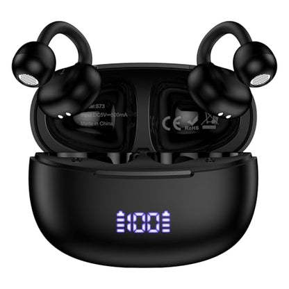 Wireless Open Ear Earbuds for Samsung Galaxy S26 Ultra S25 A17 A16 with Mic | Bluetooth 5.4 Headphones Noise Cancelling Clip-On Earbuds with LED Display IPX7 Waterproof in Ear Earphones for Sport Workout