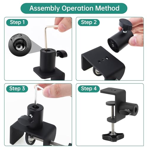 Heavy-Duty Metal Table Mount Clamp, Desk Table Mount C Clamp Replacement, C-Clamp Base Stand Mounting Accessory for Microphone Stand Mic Boom Scissor Arm