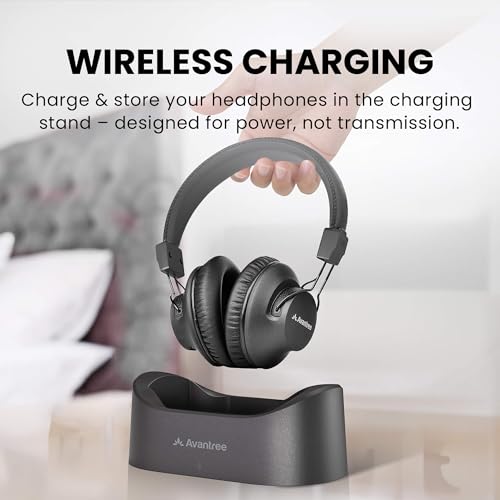 Avantree Audition 3 - Bluetooth Over-Ear Headphones with Wireless Charging Dock, 50H Battery, aptX-Adaptive, Clear Voice, Compatible with Bluetooth TVs - style: Audition 3