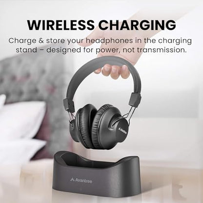 Avantree Audition 3 - Bluetooth Over-Ear Headphones with Wireless Charging Dock, 50H Battery, aptX-Adaptive, Clear Voice, Compatible with Bluetooth TVs - style: Audition 3