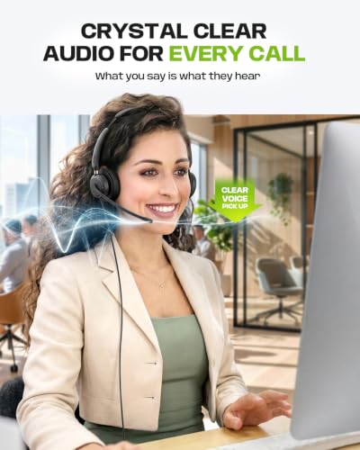 Acer USB Headset with Microphone for PC, Clear Sound Quality for Call ＆ Meetings, Wired Computer Headset for Work, Dual Ear Headset for Office, Laptop, Teams and Call Center Use - USB-A/C & 3.5mm | Wired Computer Headset for Work, Dual Ear Headset for Off