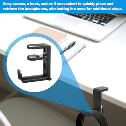 Rotating Headphone Stand,Headphone Holder Desk | Pc Gaming Headset Holder,Adjustable Clamp-On Under Hanger,360 Degree Adjustable Rotation