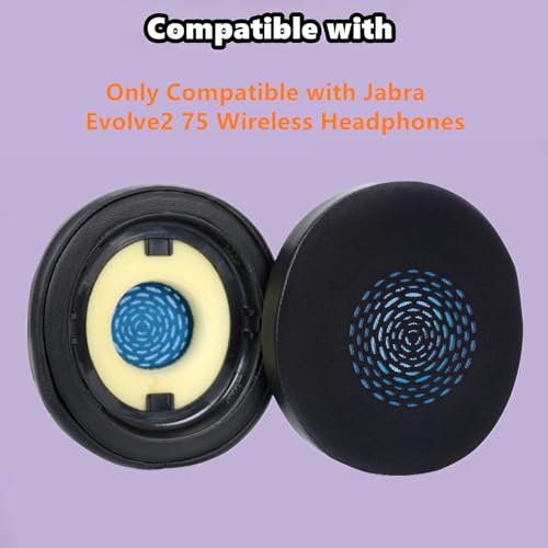 Cooling Gel Ear Pads Replacement for Jabra Evolve2 75 Wireless Headset (Do Not Fit Evolve 75) Earpads Ear Cushions with ice Silk & Memory Foam - Black