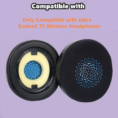 Cooling Gel Ear Pads Replacement for Jabra Evolve2 75 Wireless Headset (Do Not Fit Evolve 75) Earpads Ear Cushions with ice Silk & Memory Foam - Black