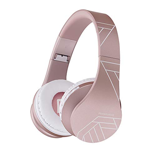PowerLocus Wireless Bluetooth Over-Ear Stereo Foldable Headphones, Wired Headsets Rechargeable with Built-in Microphone for iPhone, Samsung, LG, iPad (Rose Gold PL Collection) - color: Rose Gold PL Collection