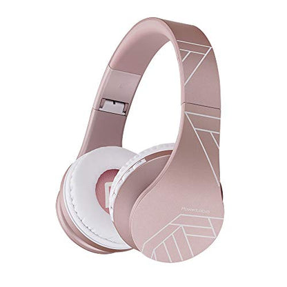 PowerLocus Wireless Bluetooth Over-Ear Stereo Foldable Headphones, Wired Headsets Rechargeable with Built-in Microphone for iPhone, Samsung, LG, iPad (Rose Gold PL Collection) - color: Rose Gold PL Collection